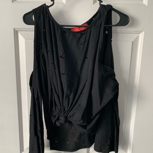 Akira | Distressed Open Shoulder Top